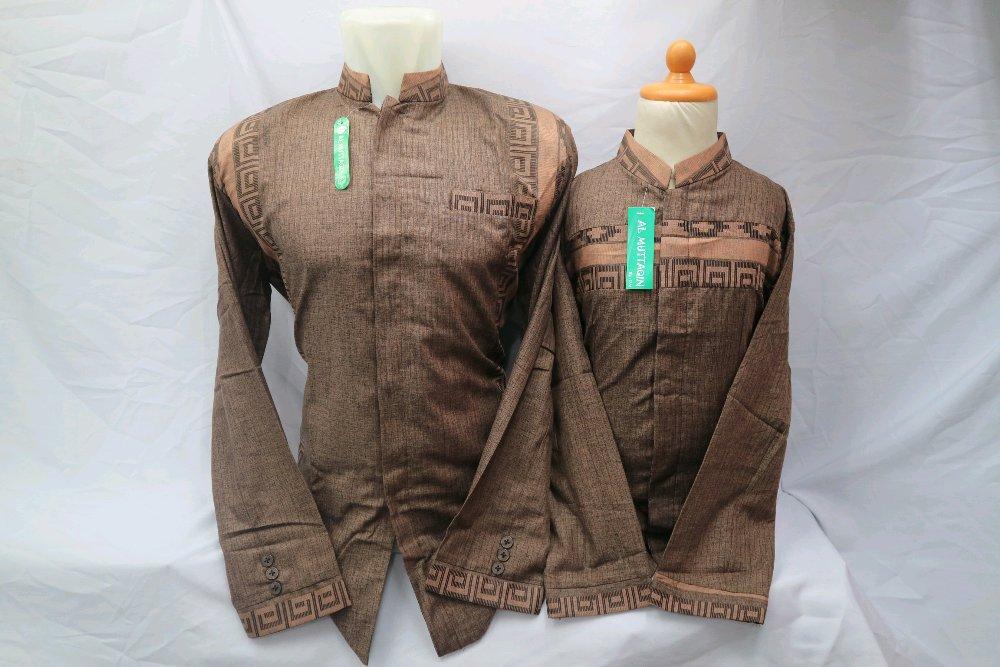 Busana Muslim Pria Baju Koko Lengan Panjang Dewasa Anak Laki - laki Jasko Jas Koko Coklat Couple Sepasang Ayah Anak CPPB 013 di lapak Al Muttaqin Collection produsenbajukoko