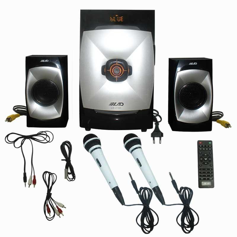 EELIC SPR-LD2181 MIX4 HITAM + PUTIH SPEAKER AKTIF SOUND SISTEM AUDIO KARAOKE SUPER BASS + BLUETOOTH DAN MICROPHONE DENGAN KABEL MIC-NK137 (2 PCS)