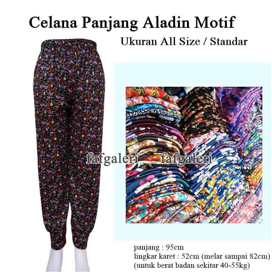 FAF Celana Aladin Panjang Motif All Size - Grosir Celana Panjang Wanita Dewasa Anak Remaja Celana Dalam Gamis Baju Muslim Muslimah Hijab Dropship Reseller Baju Pakaian