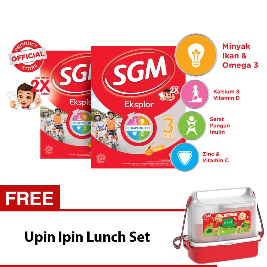 SGM Eksplor Complinutri 3+ Susu Pertumbuhan - Madu - 900gr - Bundle isi 2 Box FREE Upin Ipin Lunch Set