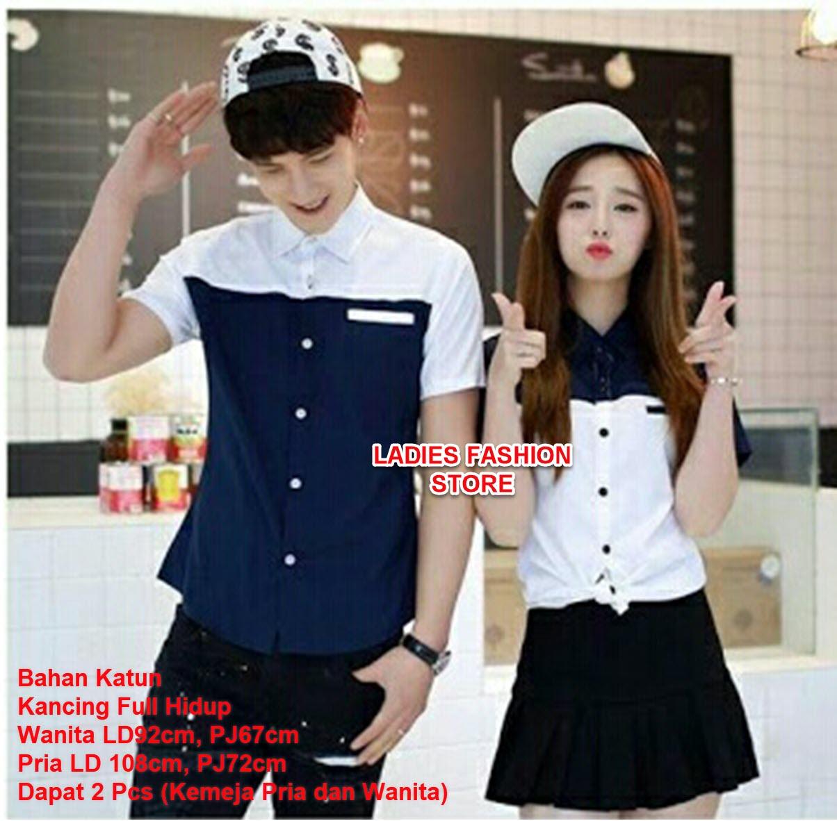Kemeja Pasangan Pria dan Wanita MURAH / Baju Couple Model Baru / Tshirt Baju Cewek Cowok / Baju Kembar Lucu / Baju Couplelan / Pakaian Murah / Korea Style / Kemeja Pasangan Bahan Adem (uebl itewh) NR - BIRU PUTIH / Beju Kulot / Helona Tunik / Hijab Serut