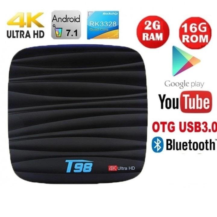 T98 RAM 2Gb ROM 16Gb Android TV Box Nougat 7.1 4K Full Kodi Murah