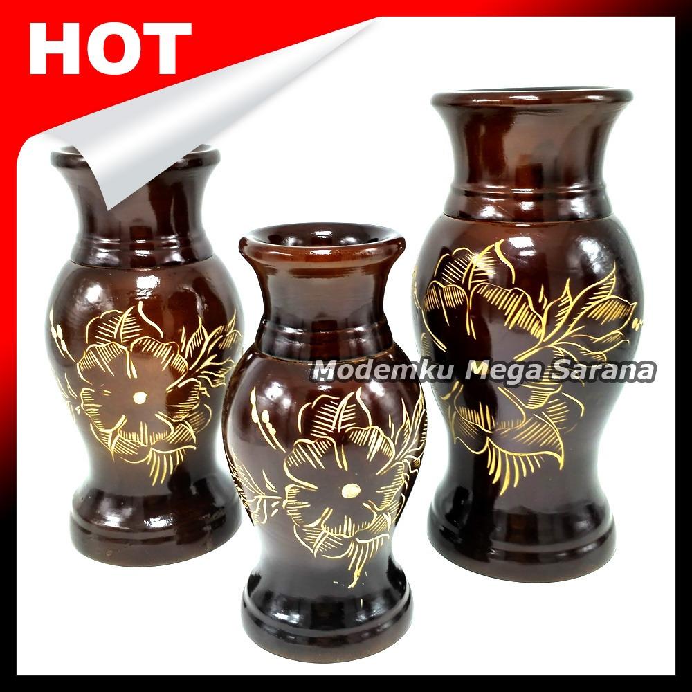 Vas Bunga Kayu Jati Motif Bunga - VSA002