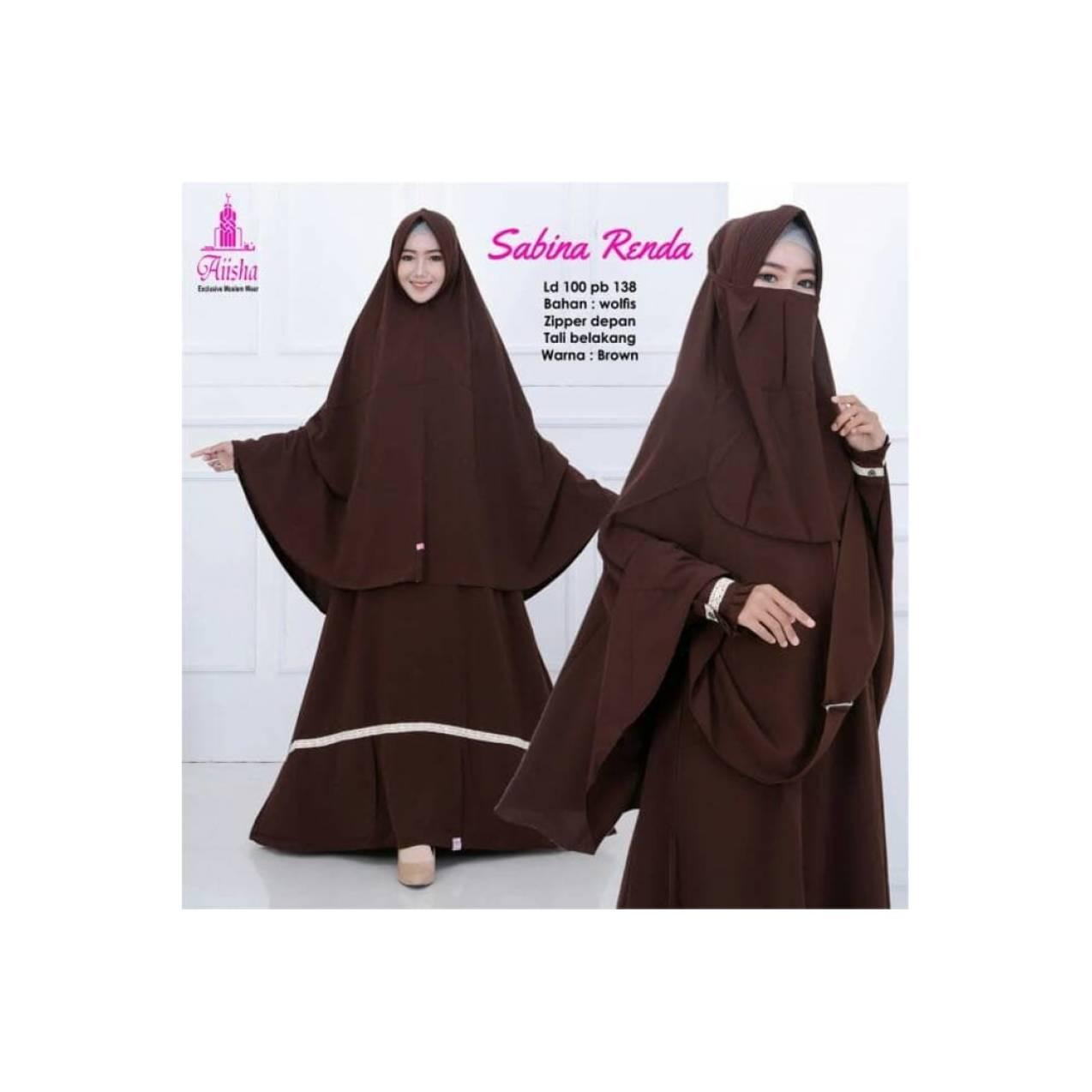 GRATIS CADAR Gamis Set Wolfis Cantik Syar'i Payung Sabina Renda Busui