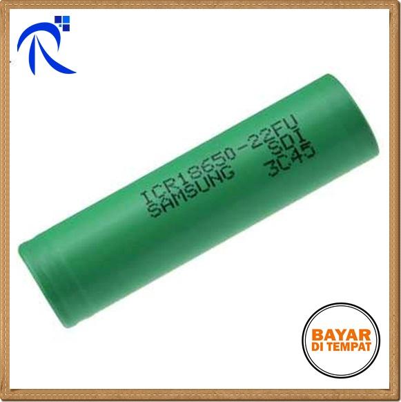 Samsung ICR18650-22FU Lithium Ion Battery 3.7V 2200mAh (14 Days) - Hijau / Green - Kondisi cell baterai baru, Fisik tidak 100% baru Ex Baterai Notebook Made in Japan BISA COD !!