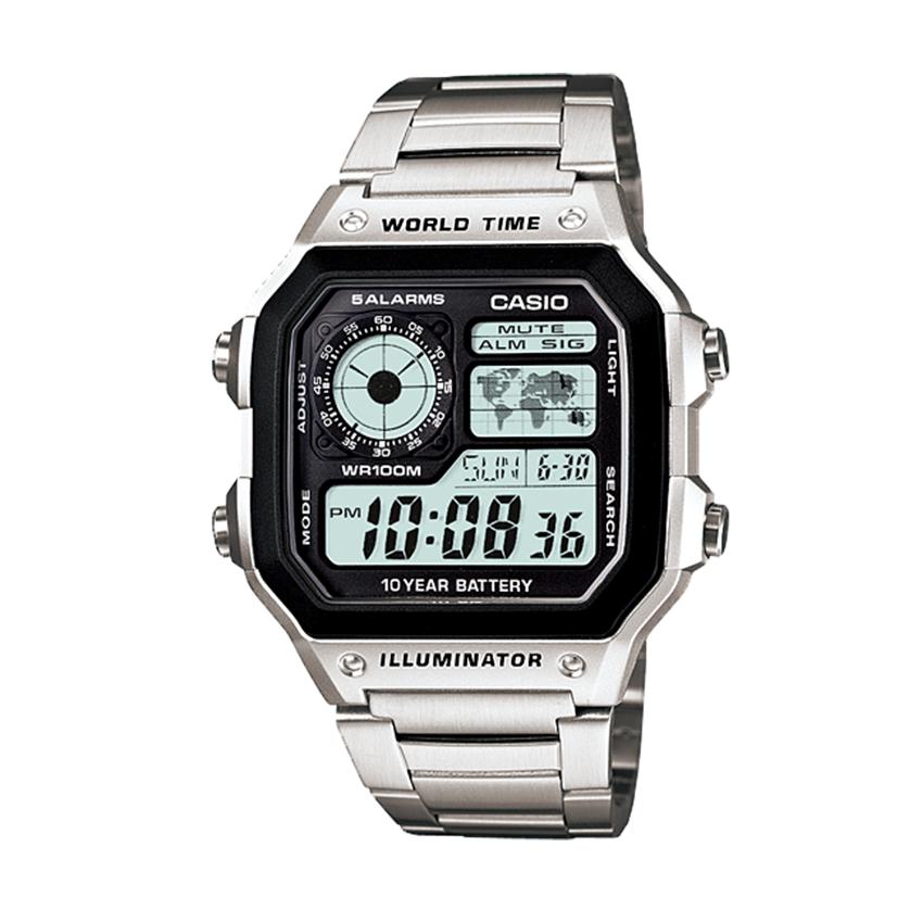 CASIO ORIGINAL Standard AE-1200WHD-1AV - Jam Tangan Pria - Abu-Abu