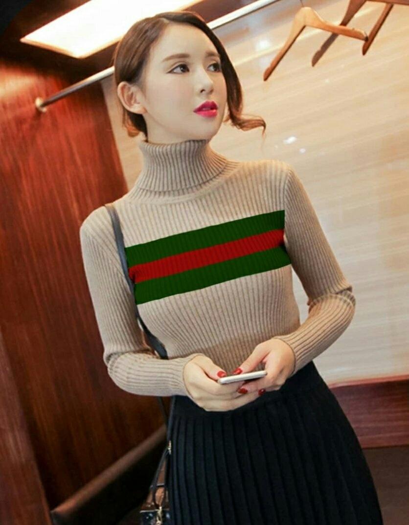 Atasan Wanita Baju Blouse Turtel Gucci Rajut Cream