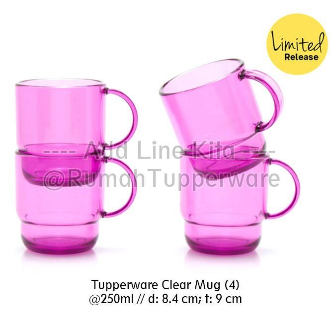Tupperware Clear Mug 4pcs Gelas Bening Mewah Seperti dari Kristal