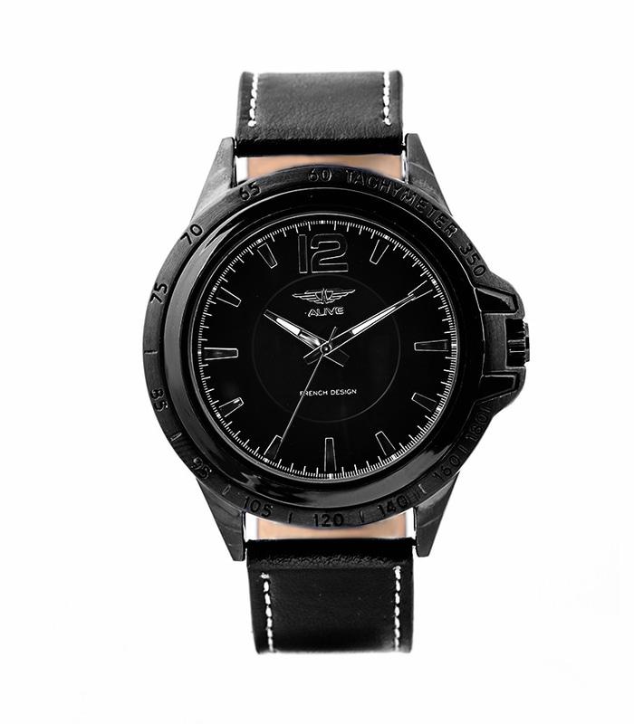 JAM TANGAN PRIA SOPHIE MARTIN ALIVE HITAM KULIT MARVIN GPU1055B5 MURAH