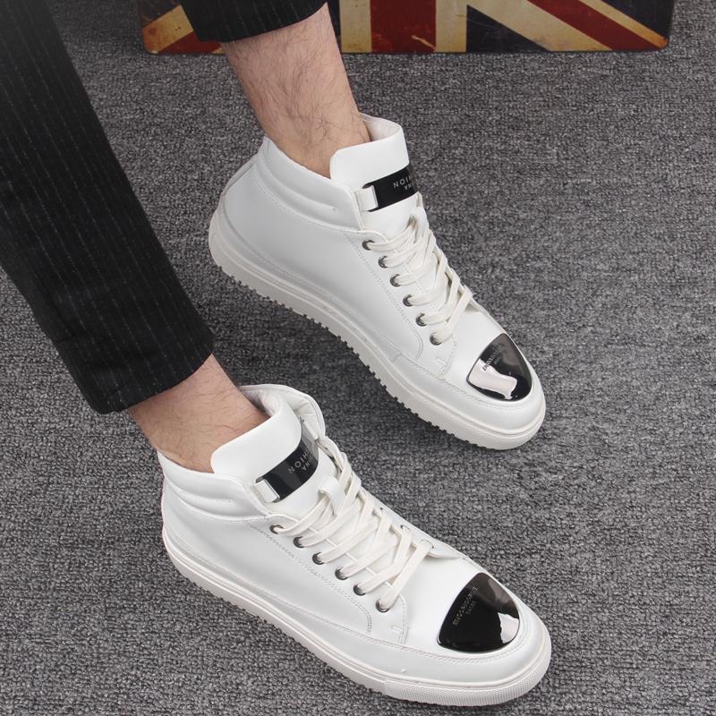 Tinggi Negara Korea Fashion Style Tambah Beludru Merah Musim Dingin Pasang Sepatu Sepatu Engkel Tinggi (Putih Dari Versi Normal)