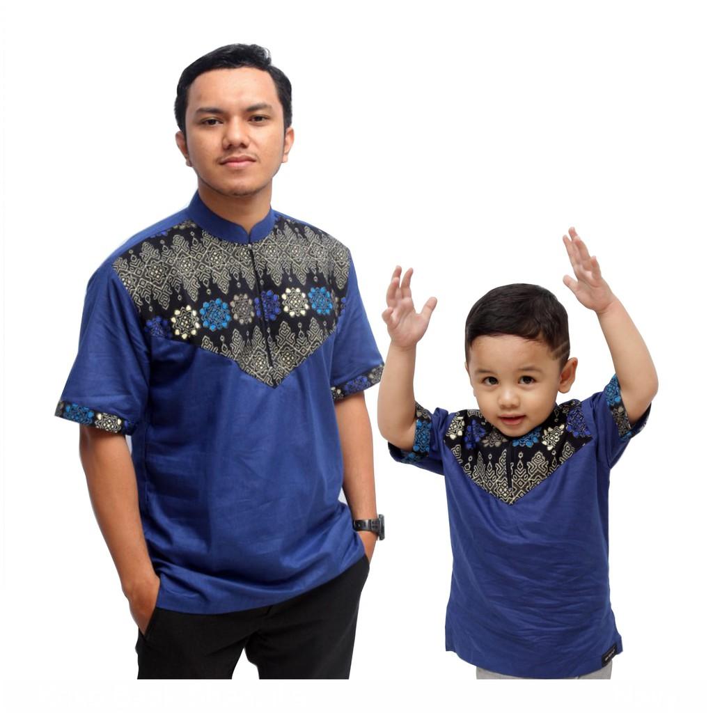 Koko Batik Couple Biru Dongker (Anak Xxl)