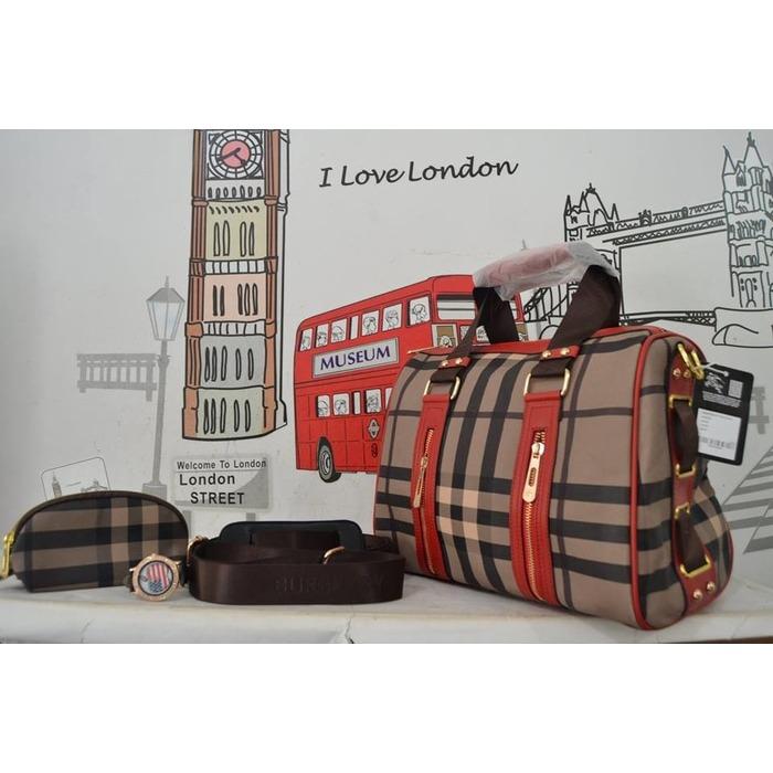 TP-speddy burberry rets2 merah set pouch