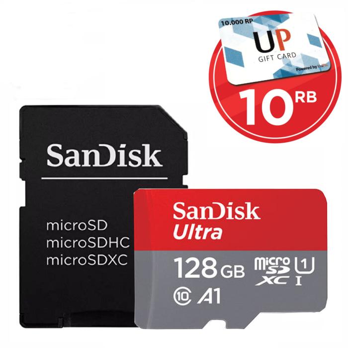 SanDisk Ultra MicroSD 128GB A1 100MB/s UHS-I Card with SD Adapter - FREE voucher UniPin