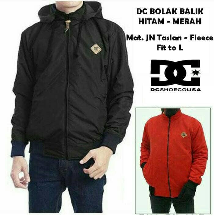 JAKET DC BOLAK BALIK HITAM - MERAH