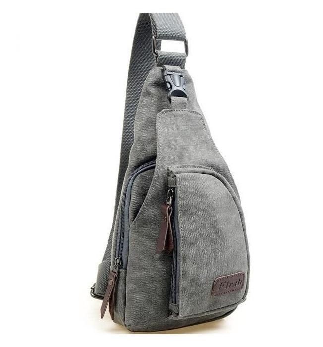 CH1 Big Tas Selempang Slempang Pria Slingbag Canvas Kanvas Besar Impor Import - Grey