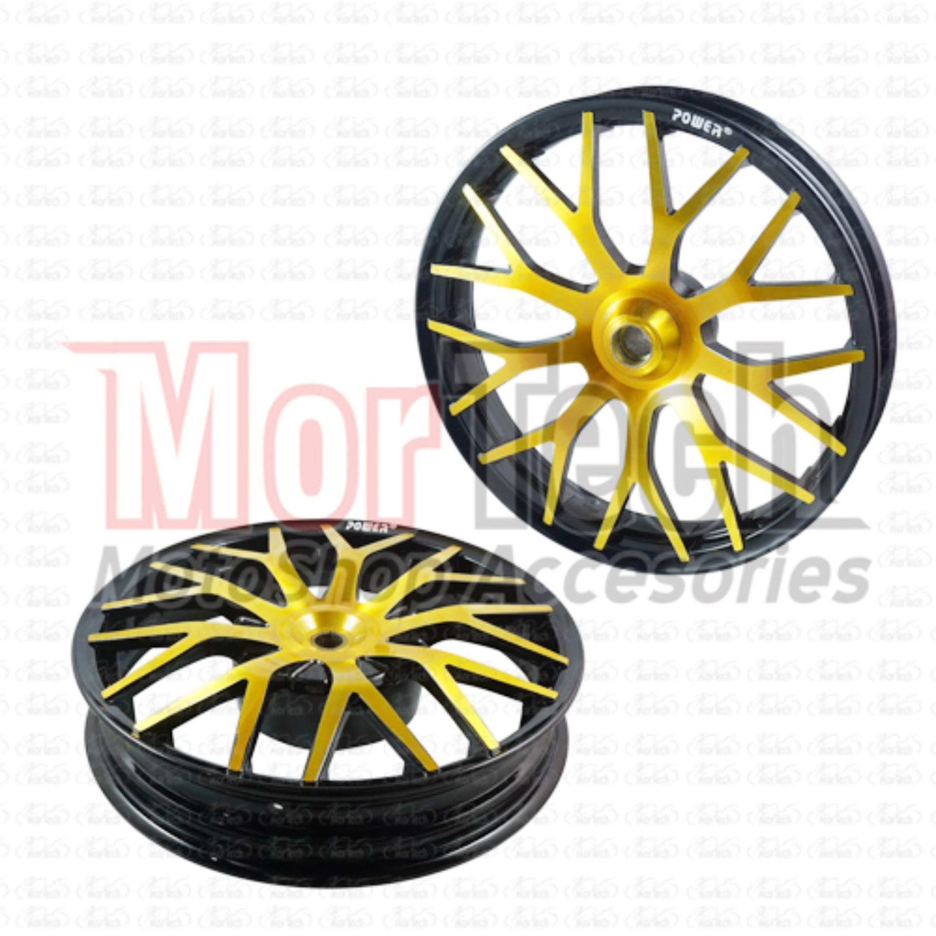 Power Velg Pelek Racing Tapak Lebar Vario Techno 110 cc Evo Palang 18 Ring 14 - 215/250 Hitam Emas