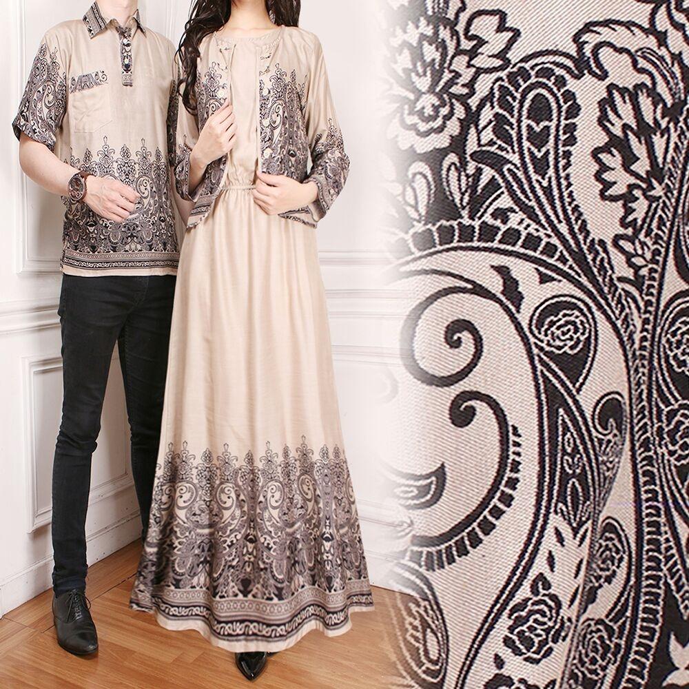 BAJU PASANGAN GAMIS / COUPLE GAMIS MAXI DRESS YENNI WARNA COKLAT SUSU DAN KEMEJA PRIA