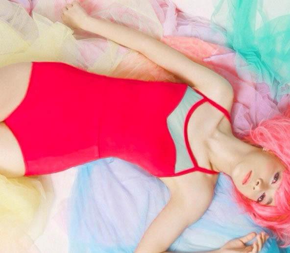 Besar Kecil Baju Renang Seksi Warna Solid Baru Terusan (Merah)