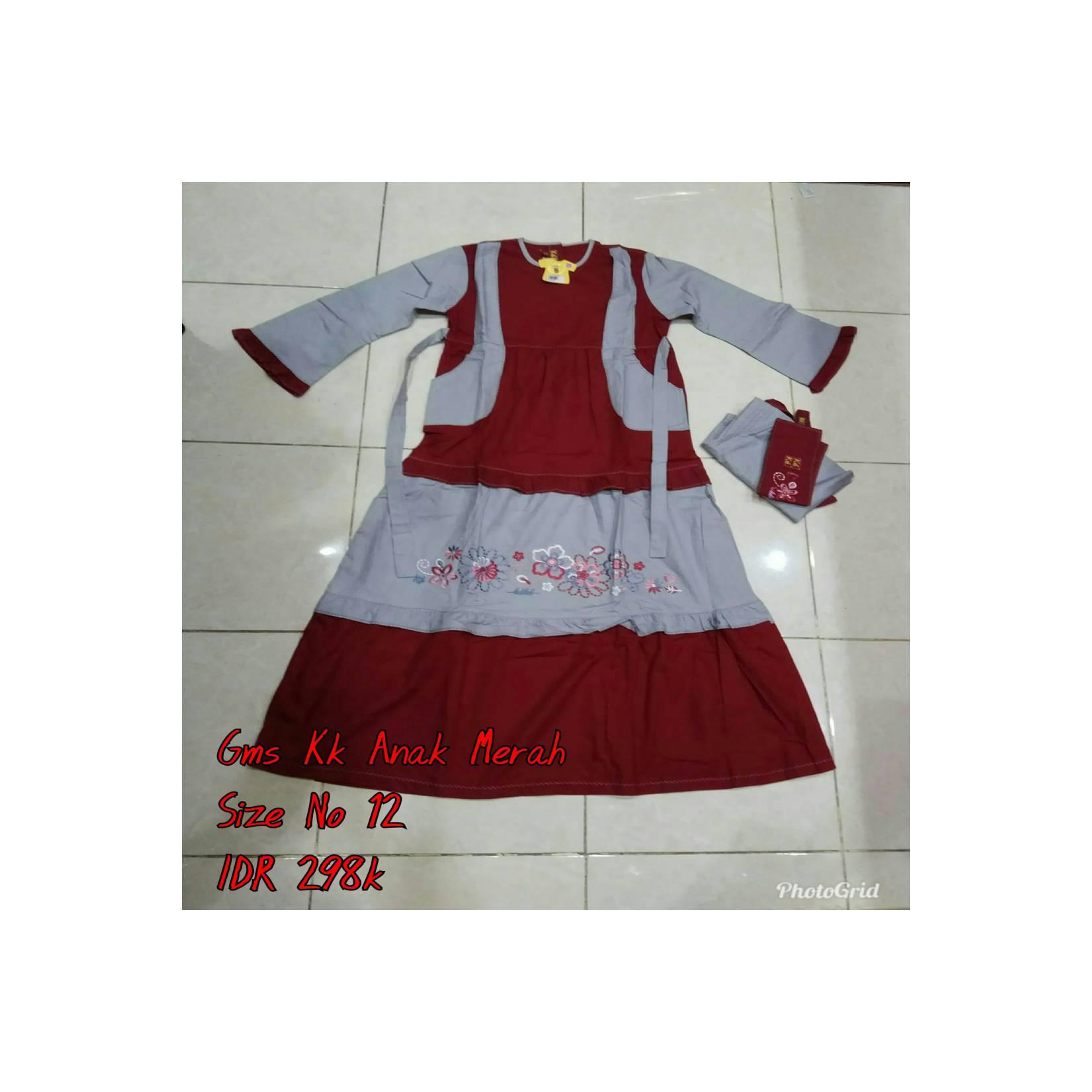 Keke Baju Anak Muslim Gamis Merah No12 Diskon / Sale / Obral 25%