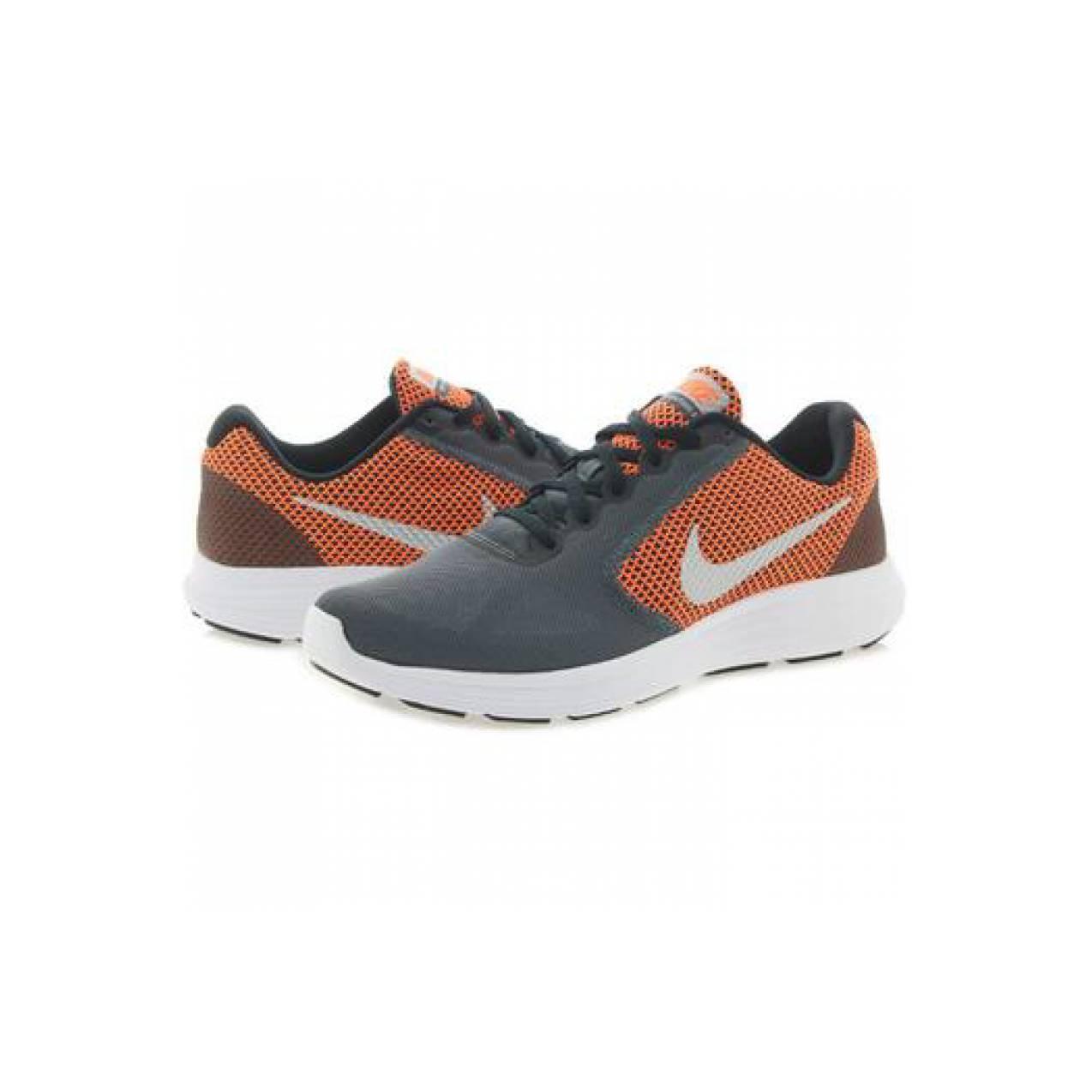 Sepatu running nike original Revolution 3 abu abu-orange jogging