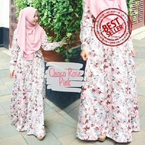 Gamis katun jepang ori desain japan motif chocorose pink