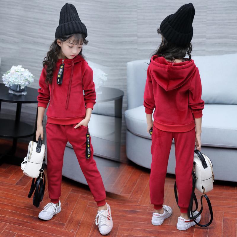 Remaja Baju Wanita Olah Raga Set 12-15 Tahun Pasang Busana Musim Semi 10 Anak Perempuan Murid 13 Anak Prempuan Musim Semi dan Musim Gugur Versi Korea Kaos Sweater