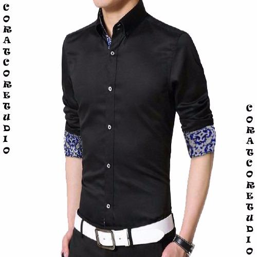 CORATCORETUDIO – Kemeja Pria Lengan Panjang Polos Lengan Batik Warna Putih Hitam Biru Merah / Kemeja Cowok Panjang / Kemeja Cowok Lengan Panjang / Kemeja ...