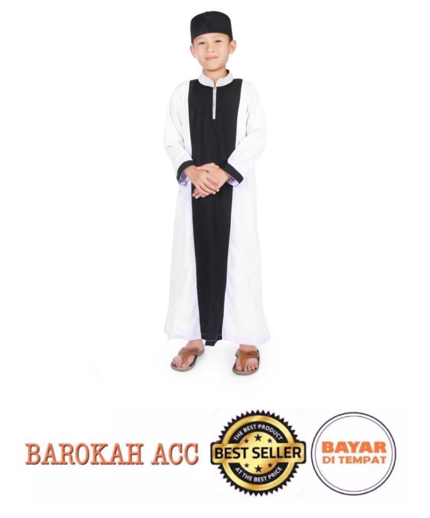 Gamis Koko Anak Laki Laki Cowok Murah Simple Ganteng - Hitam Putih-BR