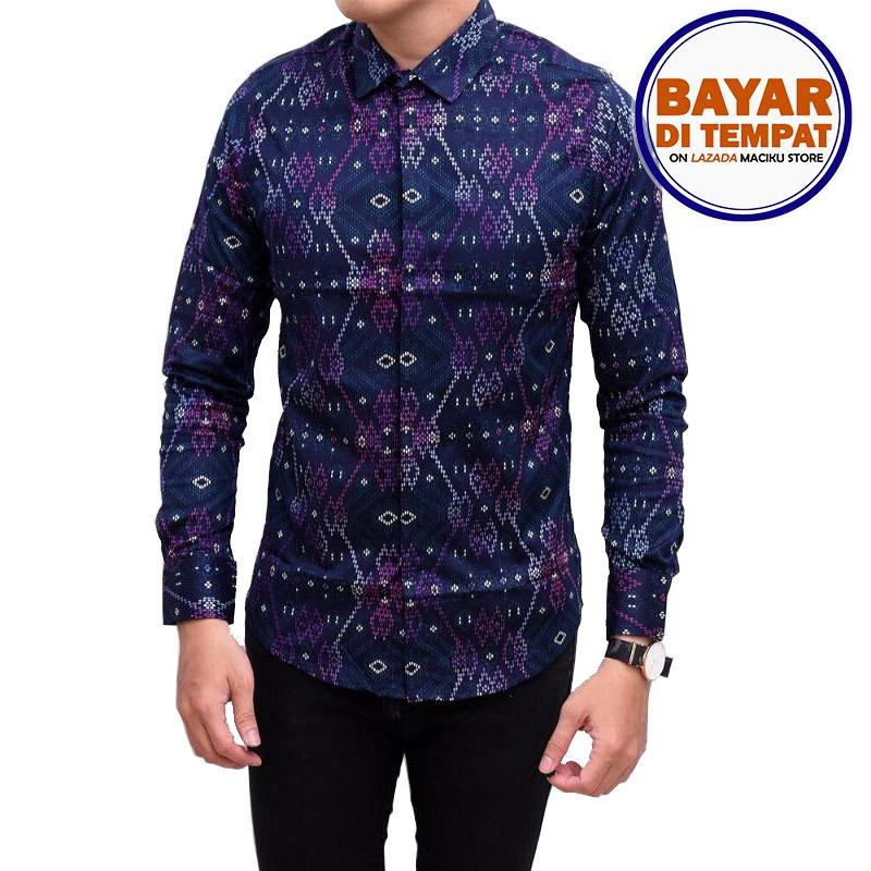 Maciku Kemeja Batik Songket Pria Slimfit / Kemeja Batik Kerja Baju batik kantor Kemeja Formal