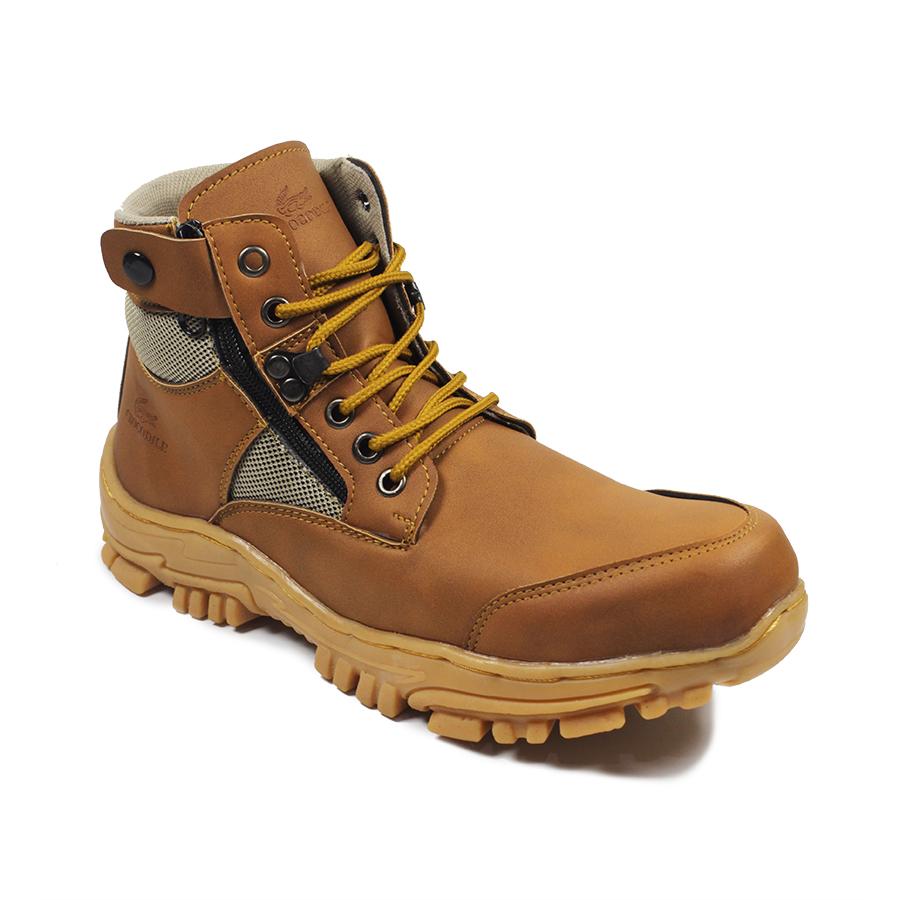 big sale sepatu safety boots crocodile jointer delta sleting zipper boots ujungbesi work tracking hiking touring bikers outdoor - tan