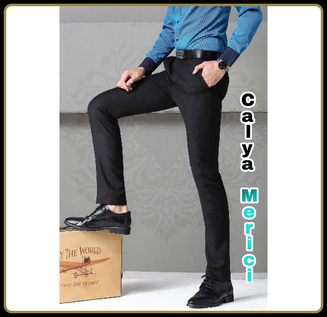 Calya Merici Celana Panjang Formal Pria Model Slimfit Hitam Bahan Kain Twist/Drill 27-36 Atea