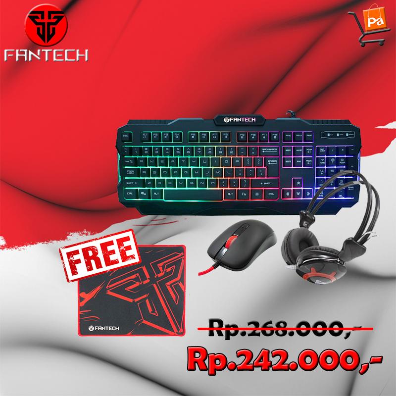Keyboard Gaming K511 + Mouse Gaming Fantech G10 + Headset Gaming Fantech HG2 free Mousepad Gaming MP25