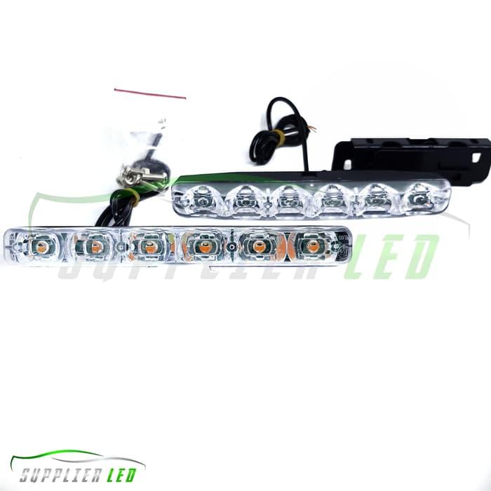 Lampu LED DRL Sein White Yellow 6 Mata Motor Mobil Dual Color