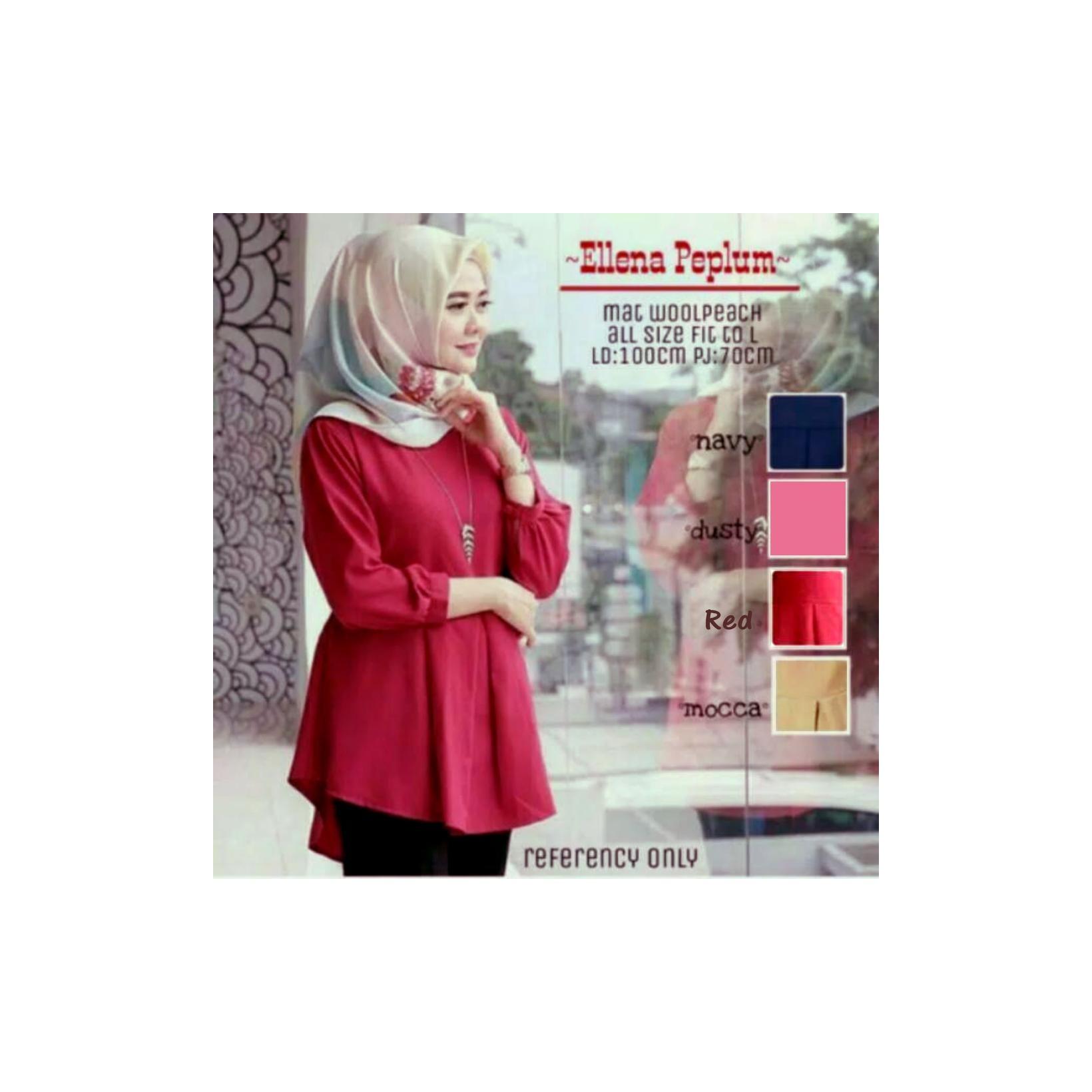 Atasan Wanita Ellena Peplum Blouse Tunik Baju Muslim Blus Muslim