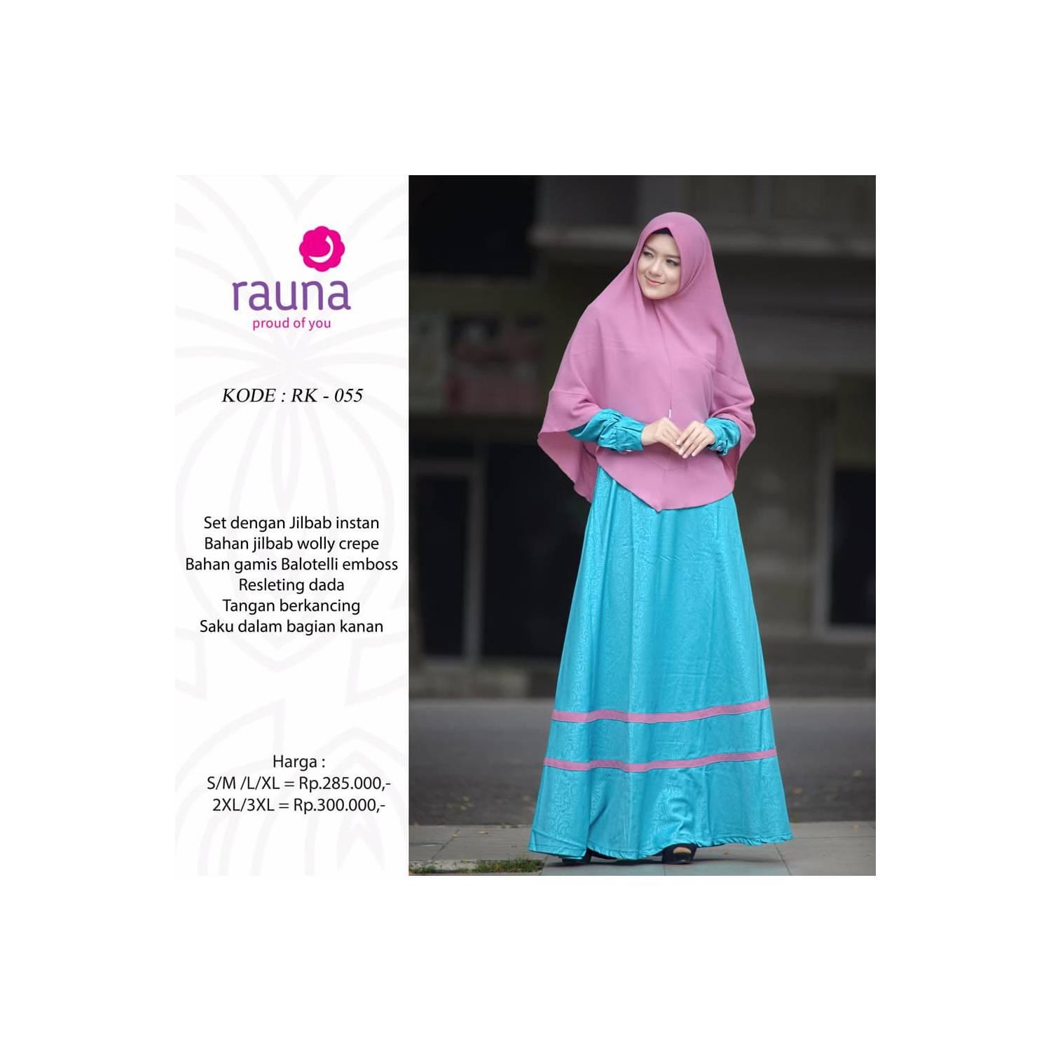 BUSANA MUSLIM BRANDED MERK RAUNA/ GAMIS SYAR'I/DRESS SIZE S/M/L/XL