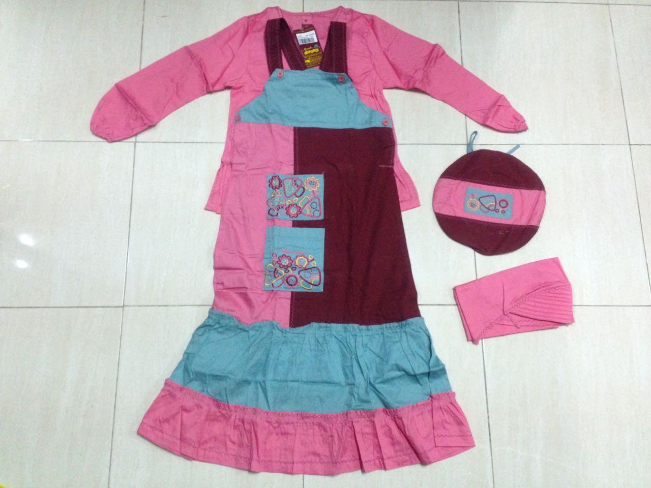 Setelan Overall Dannis Baju Muslim Anak Perempuan tipe Rok C