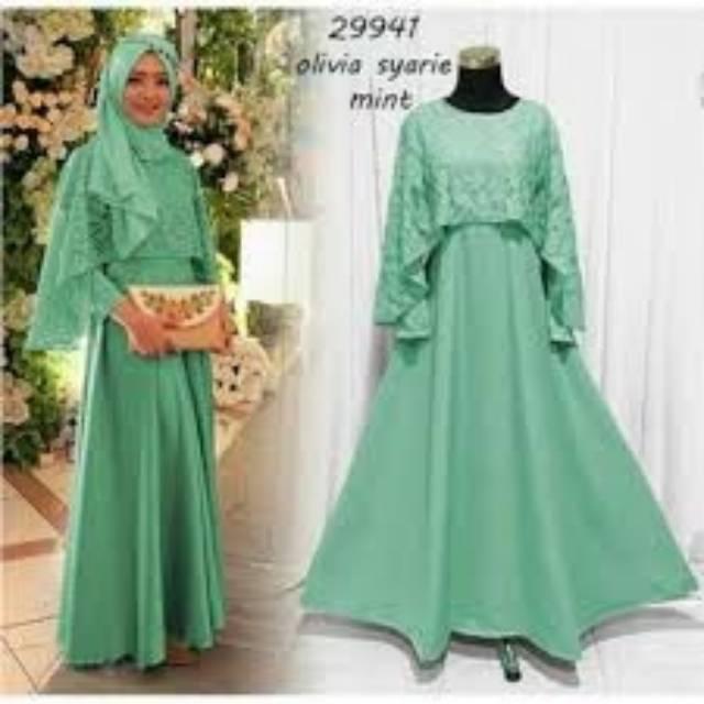 Olivia syari dress | FLASH SALE | Olivia cape - Pakaian Online Termurah | Dress Brukat Navy