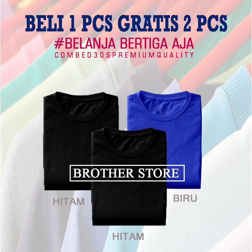 Kaos polos beli 1 gratis 2 pcs Hitam 2 Biru1 Premium