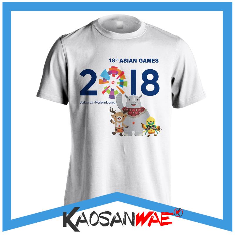 Kaos Asian Games 2018 Jakarta Palembang Welcome Mascot Size S M L XL XXL JUMBO XXXL Tshirt KaosanWae