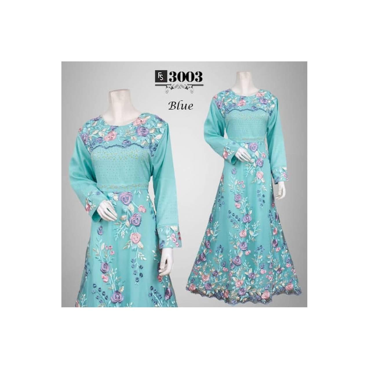 gamis pesta brukat biru jumbo gamis bigsize mewah
