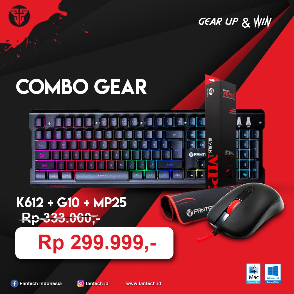 Fantech Combo Gaming Keyboard K612 + Mouse G10 + Mousepad Mp25