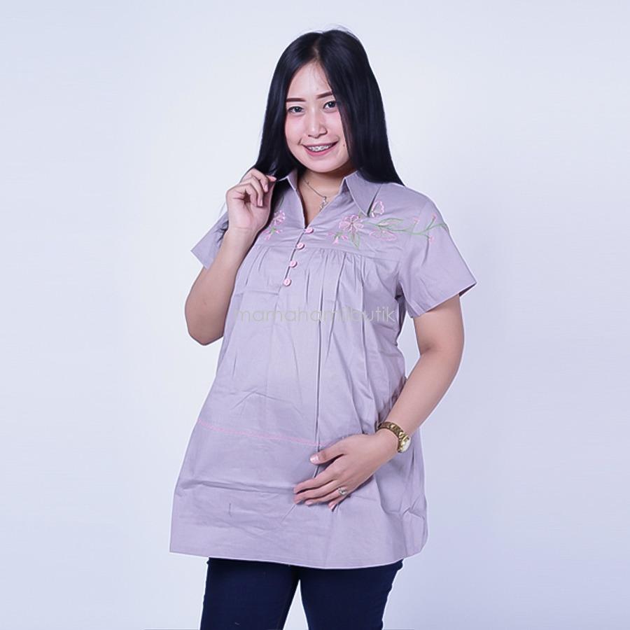 Ning Ayu Baju Hamil Kerja Bordir Rose Kelly - BLD 413 / Baju Hamil untuk kerja Lengan Panjang / Baju Hamil Seksi / Baju Hamil Gamis / Baju Menyusui Modis / Baju menyusui Murah / Baju Menyusui Terbaru / Baju Menyusui Keren