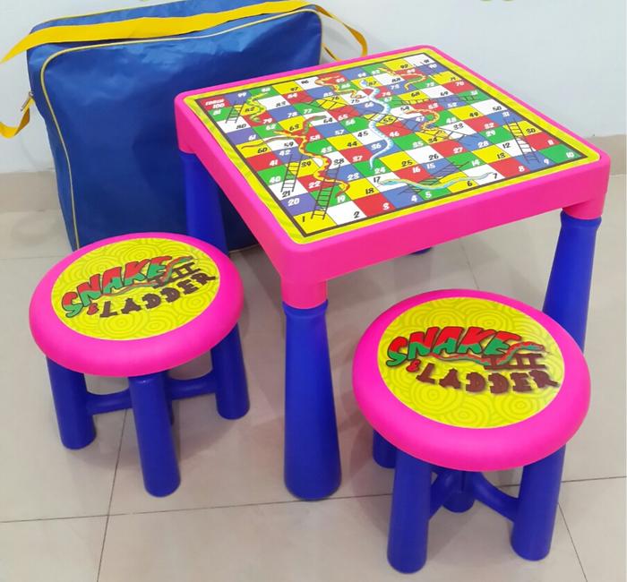 Meja Belajar Anak TK Set 1 Meja ULAR TANGGA 2 Kursi Anak