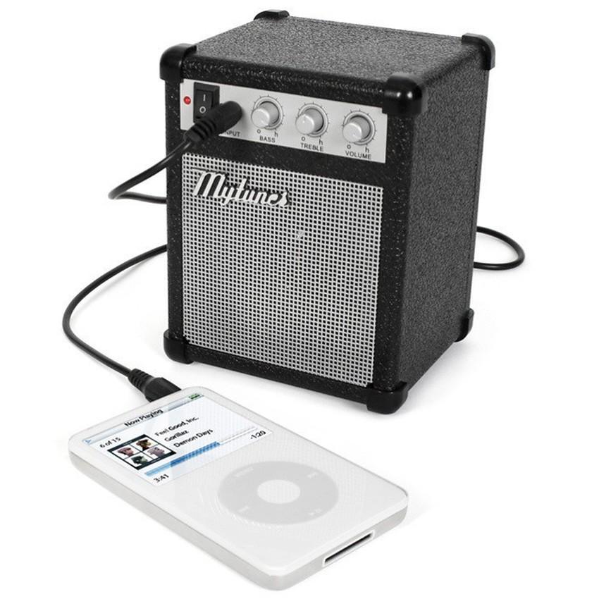 Teiton Portable Speaker MyAmp Classic Amplifier Music Guitar MP3 Player iPod iPhone Ponsel Handphone Laptop Aksesoris Musik Audio Video Unik Mirip Amplifier Gitar Adjustable Volume Treble Bass Suara Jernih Portabel Mudah Dibawa Desain Menarik - Hitam