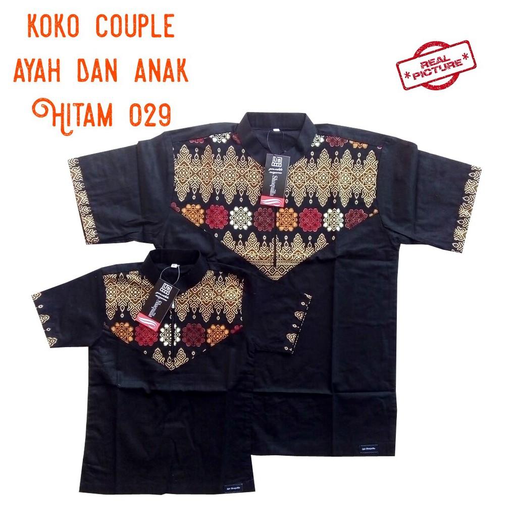 Baju koko batik couple ayah dan anak Hitam shaquilla 029 (ANAK HITAM 029 M)
