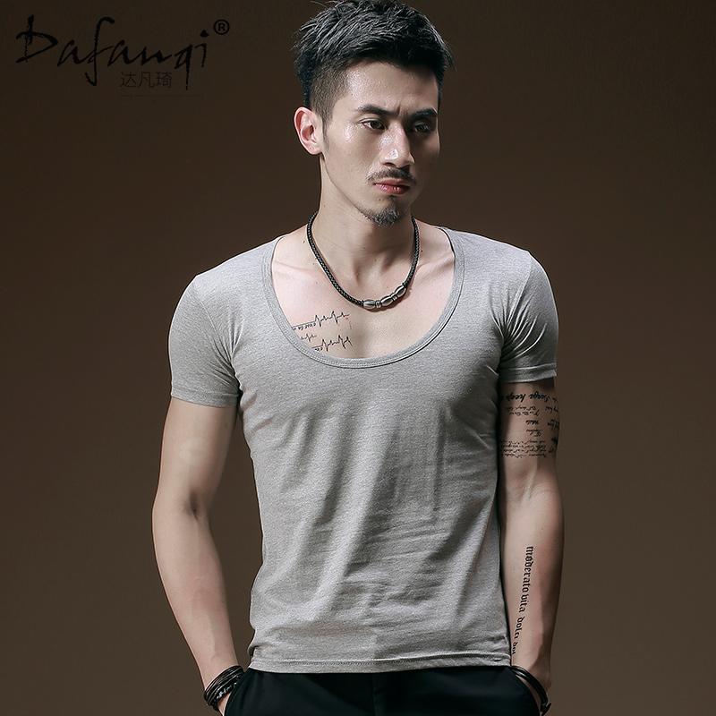 Kerah bulat Pria lengan pendek Warna Polos baju kaos Baju Dalaman membentuk tubuh atasan pasang Pendek T pria Musim panas seksi Trendi Pria Lengan Pendek Kaos