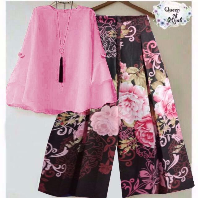 RULIVA - stelan kulot bunga cantik SETELAN KULOT SETELAN MUSLIMAH CELANA KULOT SET BAJU MUSLIM