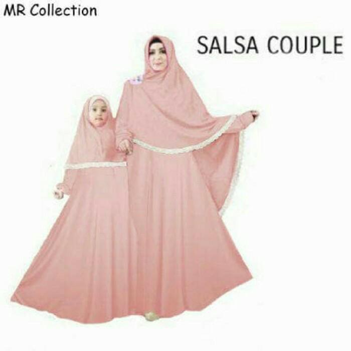 BAJU BUSANA MUSLIM GAMIS SALSA COUPLE DUSTY IBU DAN ANAK PLUS HIJAB
