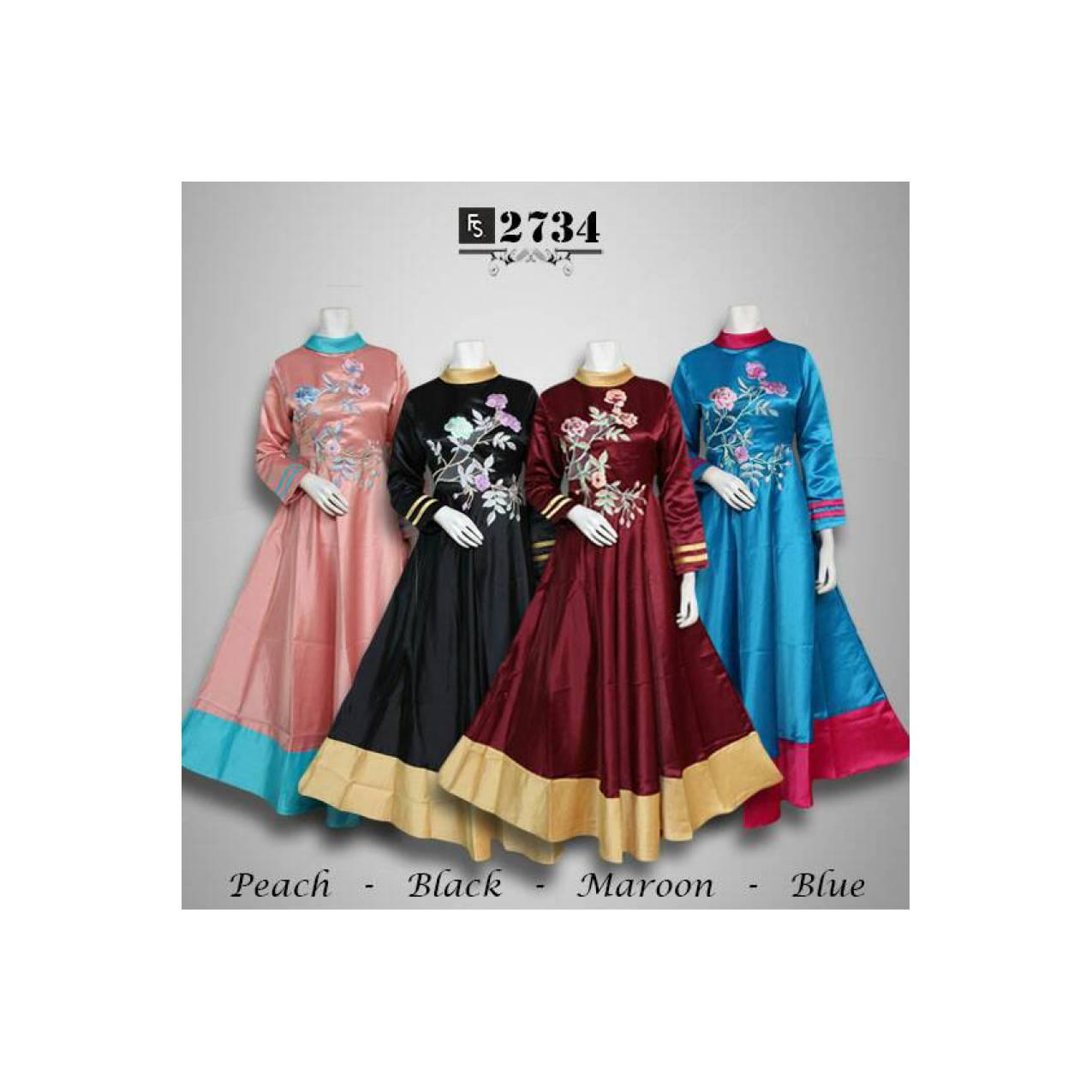 gamis batik bordir busana muslim maxi dress baju pesta abaya jubah