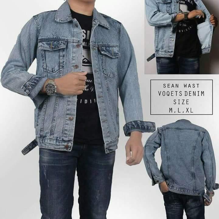 IGS Jaket Denim Pria Blue Sandwash Terkece Dan Termurah